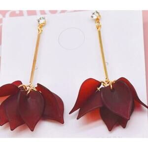 Acrylic Flower Petal Rhinestone Earrings